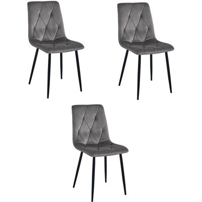 AKORD Silla Libra - Terciopelo Gris Oscuro / Patas Negras X 3 AKORD Silla Libra - Terciopelo Gris Oscuro / Patas Negras X 3
