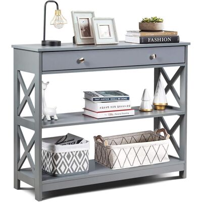 Costway Mesa Consola Mesa De Salón Con Cajón Y Estantes Escritorio Para Entrada Sala De Estar Dormitorio Oficina 100 X 30 X 80 Cm (gris) Costway Mesa Consola Mesa De Salón Con Cajón Y Estantes Escritorio Para Entrada Sala De Estar Dormitorio Oficina 100 X 30 X 80 Cm (gris)