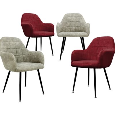 Ecd Germany - 4x Juego Sillones De Comedor - Oliva Rojo - Asiento Terciopelo - Patas De Metal Con Reposabrazos - Estilo Vintage - Asientos Modernos De Oficina Sala De Estar - Carcasa Ergonómica Ecd Germany - 4x Juego Sillones De Comedor - Oliva Rojo - Asiento Terciopelo - Patas De Metal Con Reposabrazos - Estilo Vintage - Asientos Modernos De Oficina Sala De Estar - Carcasa Ergonómica