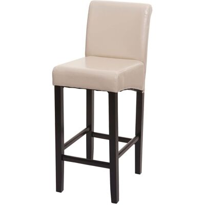 Décoshop26 - Taburete De Bar Silla Alta De Bar Patas De Madera Oscura Asiento Sintético Color Crema 040001237 Décoshop26 - Taburete De Bar Silla Alta De Bar Patas De Madera Oscura Asiento Sintético Color Crema 040001237