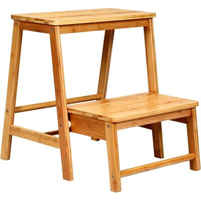Costway Taburete Escalera Plegable Escalera De 2 Peldaños Silla De Bambú 45x51x48 Centímetros Cargable Hasta 100 Kg Para Hogar Costway Taburete Escalera Plegable Escalera De 2 Peldaños Silla De Bambú 45x51x48 Centímetros Cargable Hasta 100 Kg Para Hogar