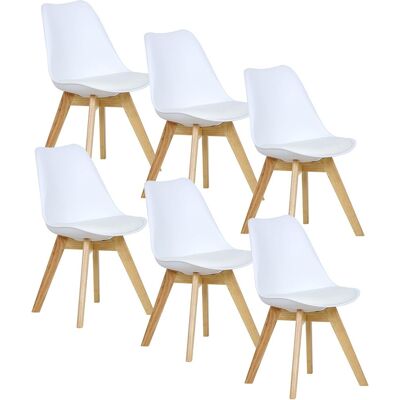 6x Sillas De Comedor Dining Chairs Silla Tower Madera Silla De Escritorio Asiento Acolchado En Cuero Sintético Y Polipropileno Silla De Cocina Silla Conferencia Blanco - Woltu 6x Sillas De Comedor Dining Chairs Silla Tower Madera Silla De Escritorio Asiento Acolchado En Cuero Sintético Y Polipropileno Silla De Cocina Silla Conferencia Blanco - Woltu