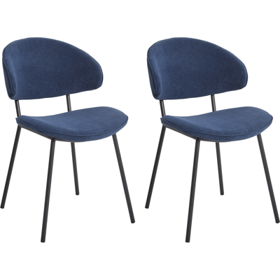 Beliani - Conjunto De 2 Sillas De Comedor Modernas Asiento Respaldo Curvo Sin Reposabrazos Patas Negras Tapizado En Piel Sintética Azul Oscuro Kiana Beliani - Conjunto De 2 Sillas De Comedor Modernas Asiento Respaldo Curvo Sin Reposabrazos Patas Negras Tapizado En Piel Sintética Azul Oscuro Kiana
