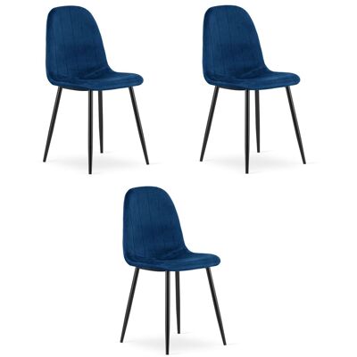 AKORD Silla Padva - Terciopelo Azul Marino / Patas Negras X 3 AKORD Silla Padva - Terciopelo Azul Marino / Patas Negras X 3