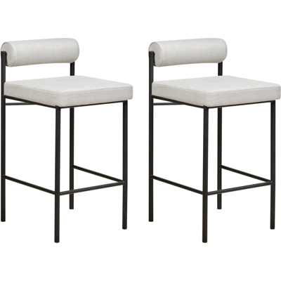 BELIANI Conjunto De 2 Sillas De Bar Modernas Taburetes Respaldo Tapizado Poliéster Sin Reposabrazos Patas Negras Gris Claro Amaya BELIANI Conjunto De 2 Sillas De Bar Modernas Taburetes Respaldo Tapizado Poliéster Sin Reposabrazos Patas Negras Gris Claro Amaya