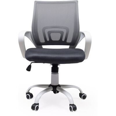 HOMELY Silla De Oficina, Estudio O Escritorio Practik Con Brazos Y Base Giratoria Color Blanco Y Tela 3d, De 58x55x87/97 Cm Gris Oscuro Mf-13 HOMELY Silla De Oficina, Estudio O Escritorio Practik Con Brazos Y Base Giratoria Color Blanco Y Tela 3d, De 58x55x87/97 Cm Gris Oscuro Mf-13