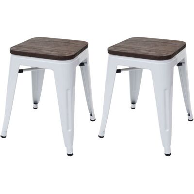 HHG 397 - Blanco - asiento de madera de olmo - armazón de metal con recubrimiento en polvo - Taburete HHG 397 - Blanco - asiento de madera de olmo - armazón de metal con recubrimiento en polvo - Taburete