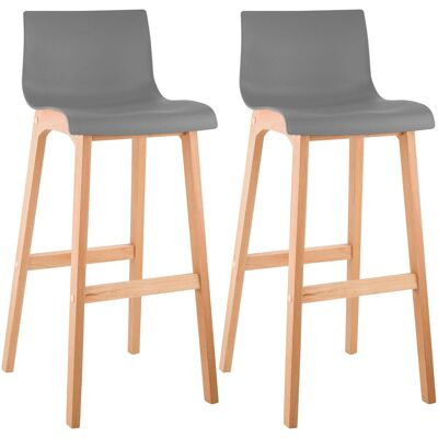 CLP Conjunto de 2 Taburetes Hoover Natura - Plástico y Madera - Diseño Moderno CLP Conjunto de 2 Taburetes Hoover Natura - Plástico y Madera - Diseño Moderno