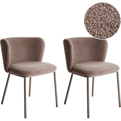 BELIANI Conjunto De 2 Sillas De Comedor Modernas Asiento Tapizado Bouclé Sin Reposabrazos Respaldo Curvo Patas Marrones Marrón Claro Mina Ii BELIANI Conjunto De 2 Sillas De Comedor Modernas Asiento Tapizado Bouclé Sin Reposabrazos Respaldo Curvo Patas Marrones Marrón Claro Mina Ii