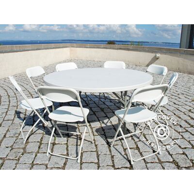 Mesa Plegable 154 Cm Ø + 8 Sillas, Gris Claro/blanco - Dancover Mesa Plegable 154 Cm Ø + 8 Sillas, Gris Claro/blanco - Dancover