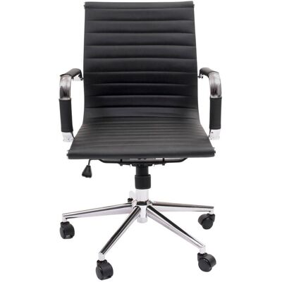 HOMELY Sillón De Despacho Manager, Tapizado En Polipiel, Base Color Cromo, Respaldo Bajo, 64x62x88/98 Cm Pp Negro HOMELY Sillón De Despacho Manager, Tapizado En Polipiel, Base Color Cromo, Respaldo Bajo, 64x62x88/98 Cm Pp Negro