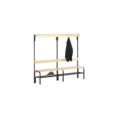 Banco de vestuario Sypro con ganchos - 1500mm, antracita Banco de vestuario Sypro con ganchos - 1500mm, antracita