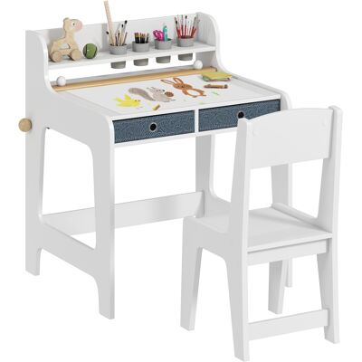 JHY DESIGN Escritorio Infantil Con Silla, 2 Cajones, Estante, Dimensiones 62,8 X 55,6 X 73,8 Cm JHY DESIGN Escritorio Infantil Con Silla, 2 Cajones, Estante, Dimensiones 62,8 X 55,6 X 73,8 Cm