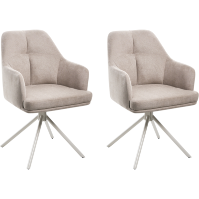 BELIANI Conjunto De 2 Sillas De Comedor Modernas De Tela Asiento Acolchado Patas De Metal Beige Giratorias Gris Pardo Mira BELIANI Conjunto De 2 Sillas De Comedor Modernas De Tela Asiento Acolchado Patas De Metal Beige Giratorias Gris Pardo Mira