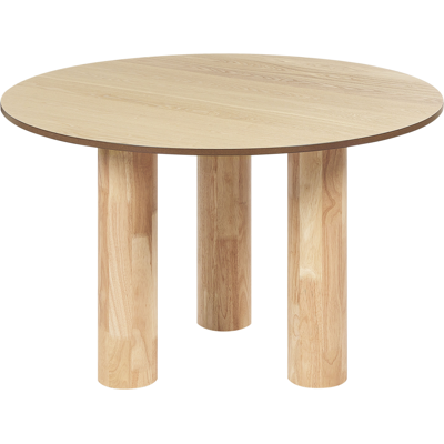 Beliani - Mesa De Comedor Rústica Tablero Redondo Patas De Madera De Caucho ⌀ 120 Cm Madera De Fresno Claro Orin Beliani - Mesa De Comedor Rústica Tablero Redondo Patas De Madera De Caucho ⌀ 120 Cm Madera De Fresno Claro Orin