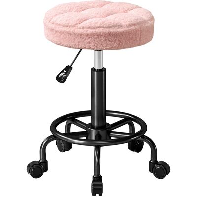 JHY DESIGN Taburete Rodante Regulable En Altura, Giratorio De 55 A 66 Cm, Giro De 360°, Ø50 X 50-66 Cm, Rosa. JHY DESIGN Taburete Rodante Regulable En Altura, Giratorio De 55 A 66 Cm, Giro De 360°, Ø50 X 50-66 Cm, Rosa.