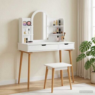 Vidaxl Conjunto De Mesa De Tocador Fauske 4 Uds. Blanco Vidaxl Conjunto De Mesa De Tocador Fauske 4 Uds. Blanco