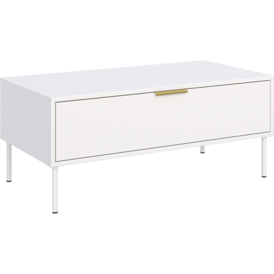 Selsey Vena – Mesa De Centro Con Cajón - Blanco - 100x50 Cm Selsey Vena – Mesa De Centro Con Cajón - Blanco - 100x50 Cm