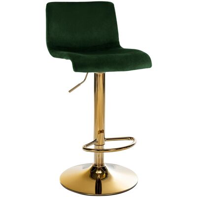 DÉCOSHOP26 Aburete De Bar X1 De Terciopelo Verde Ajustable En Altura 59-80 Cm Giratorio 360° Estructura De Metal Dorada Con Respaldo Y Reposapiés 10000627 DÉCOSHOP26 Aburete De Bar X1 De Terciopelo Verde Ajustable En Altura 59-80 Cm Giratorio 360° Estructura De Metal Dorada Con Respaldo Y Reposapiés 10000627