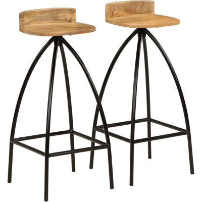 HELLOSHOP26 Juego De Dos Taburetes De Bar De Diseño Asiento De Silla Madera Maciza De Mango 1202166 HELLOSHOP26 Juego De Dos Taburetes De Bar De Diseño Asiento De Silla Madera Maciza De Mango 1202166