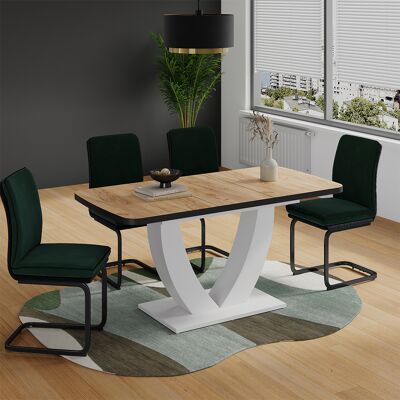 Mesa De Comedor Fenaro, Roble Dorado/blanco, 120-160 X 80 Cm Extensible, Vicco Mesa De Comedor Fenaro, Roble Dorado/blanco, 120-160 X 80 Cm Extensible, Vicco