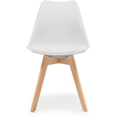 HOMELY Silla De Comedor Day Asiento De Polipropileno Y Patas Madera De Haya Blanco HOMELY Silla De Comedor Day Asiento De Polipropileno Y Patas Madera De Haya Blanco