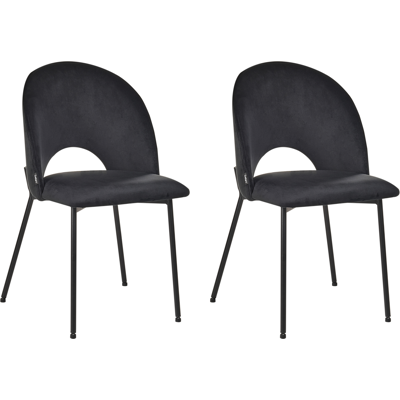 Beliani Juego de 2 Sillas de Comedor Tapizadas en Terciopelo Negro - Sillas de Comedor Beliani Juego de 2 Sillas de Comedor Tapizadas en Terciopelo Negro - Sillas de Comedor