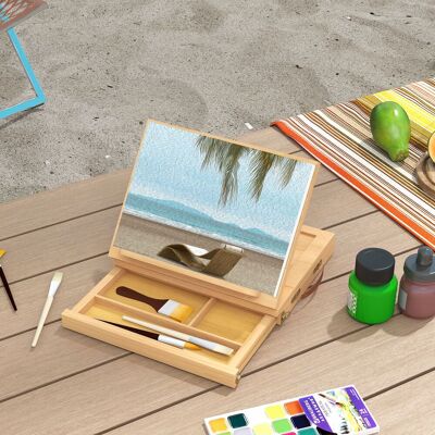 PZCC Caballete De Mesa De Madera Con Cajón Para Guardar Lienzos De Hasta 24,5 Cm, Para Adultos Y Principiantes, Madera Natural. PZCC Caballete De Mesa De Madera Con Cajón Para Guardar Lienzos De Hasta 24,5 Cm, Para Adultos Y Principiantes, Madera Natural.