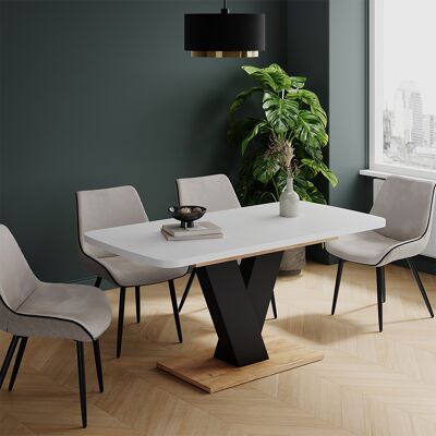 Mesa De Comedor Fenaro, Blanco/roble Dorado, 120-160 X 80 Cm Extensible, Vicco Mesa De Comedor Fenaro, Blanco/roble Dorado, 120-160 X 80 Cm Extensible, Vicco