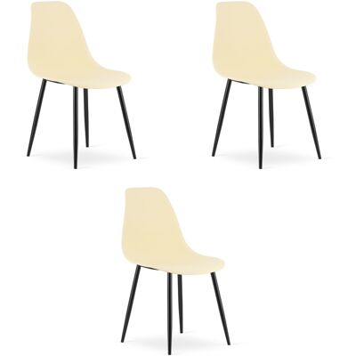 AKORD Silla Wat Color Crema / Patas Negras X 3 AKORD Silla Wat Color Crema / Patas Negras X 3