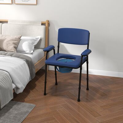 PZCC Silla Inodoro Multifuncional Con Cubo Extraíble, Altura Regulable, Asiento Y Reposabrazos Acolchados, Color Azul. PZCC Silla Inodoro Multifuncional Con Cubo Extraíble, Altura Regulable, Asiento Y Reposabrazos Acolchados, Color Azul.