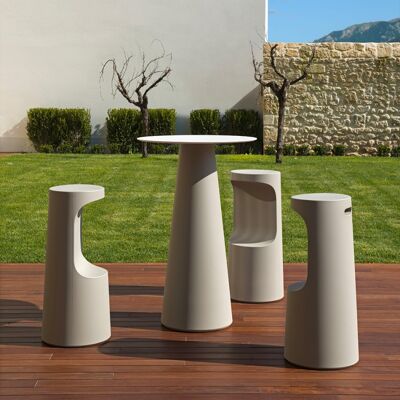 PLUST Mesa Auxiliar Alta Redonda Para Taburetes De Bar Diámetro 60 Cm Diseño Moderno Fura T1-h - Beige PLUST Mesa Auxiliar Alta Redonda Para Taburetes De Bar Diámetro 60 Cm Diseño Moderno Fura T1-h - Beige