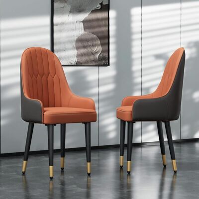 UNHO Juego De 2 Sillas De Comedor Cuero, Sillas Con Respaldo De Cocina De Piel Sintética De Pu Tapizadas Cómodas Y Duraderas, Naranja UNHO Juego De 2 Sillas De Comedor Cuero, Sillas Con Respaldo De Cocina De Piel Sintética De Pu Tapizadas Cómodas Y Duraderas, Naranja
