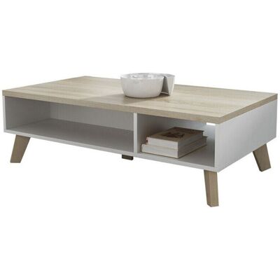 MIRJAN24 Mesa De Centro Larfloi 101, Blanco + Roble Sonoma, 35x60x110cm, Diámetro: 0, Aglomerado Laminado, Angular MIRJAN24 Mesa De Centro Larfloi 101, Blanco + Roble Sonoma, 35x60x110cm, Diámetro: 0, Aglomerado Laminado, Angular
