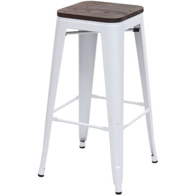 DÉCOSHOP26 - 040005248 - Asiento de madera - Metal blanco - Bar stool DÉCOSHOP26 - 040005248 - Asiento de madera - Metal blanco - Bar stool