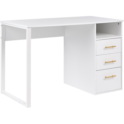 BELIANI Escritorio Minimalista Para Oficina En Casa Con Cajones De Aglomerado 120 X 60 Cm Blanco Zerlay BELIANI Escritorio Minimalista Para Oficina En Casa Con Cajones De Aglomerado 120 X 60 Cm Blanco Zerlay
