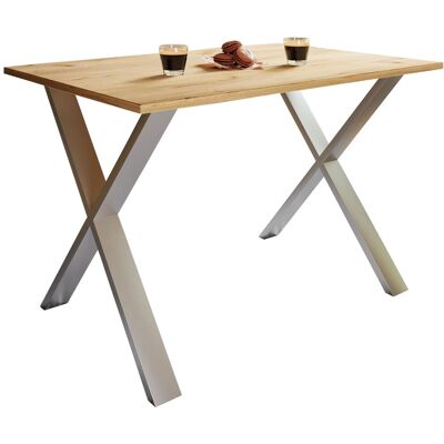 Mesa de comedor XonaX - 140x80 cm, Decoración de roble, Plata - Mesa de comedor Mesa de comedor XonaX - 140x80 cm, Decoración de roble, Plata - Mesa de comedor