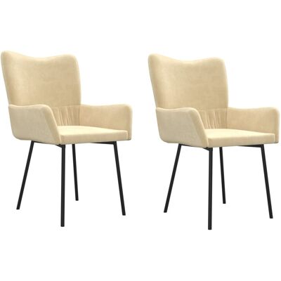 Sillas De Comedor 2 Unidades Terciopelo Crema Vidaxl Sillas De Comedor 2 Unidades Terciopelo Crema Vidaxl