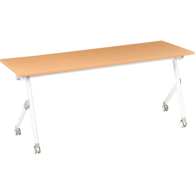 BELIANI Escritorio Rectangular Moderno Plegable Con Ruedas Mesa Móvil Portátil 180 X 60 Cm Estructura De Metal Marrón Y Blanco Bendi BELIANI Escritorio Rectangular Moderno Plegable Con Ruedas Mesa Móvil Portátil 180 X 60 Cm Estructura De Metal Marrón Y Blanco Bendi