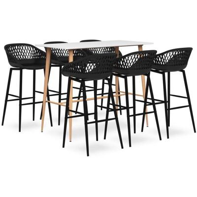Conjunto de bar de 7 piezas blanco y negro vidaXL - Diseño moderno Conjunto de bar de 7 piezas blanco y negro vidaXL - Diseño moderno
