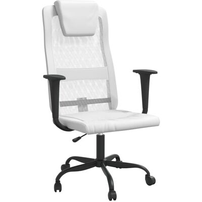 Silla De Oficina Altura Ajustable Tela Malla Y Cuero Pe Blanco Vidaxl Silla De Oficina Altura Ajustable Tela Malla Y Cuero Pe Blanco Vidaxl