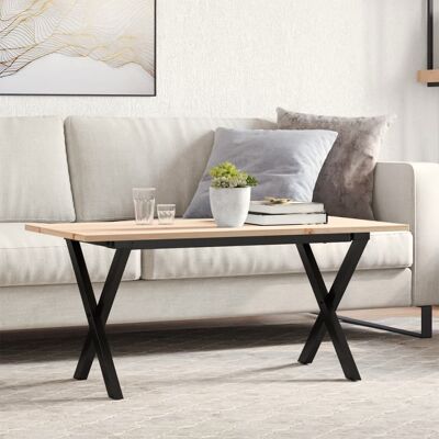 vidaXL Mesa de café X-Frame Madera de pino maciza y hierro fundido - Mesa de centro vidaXL Mesa de café X-Frame Madera de pino maciza y hierro fundido - Mesa de centro