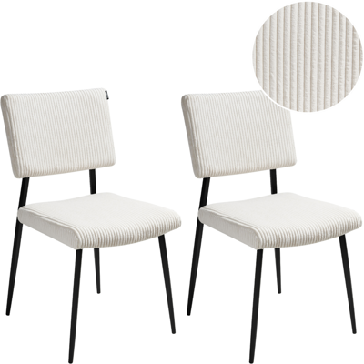 Beliani - Conjunto De 2 Sillas De Comedor Patas De Hierro Tapicería De Pana Blanco Crema Sturgis Beliani - Conjunto De 2 Sillas De Comedor Patas De Hierro Tapicería De Pana Blanco Crema Sturgis