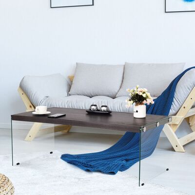 Costway - Mesa De Centro De Vidrio Mesita De Café 110x55x40cm Mueble Para Salón Patio Comedor Costway - Mesa De Centro De Vidrio Mesita De Café 110x55x40cm Mueble Para Salón Patio Comedor