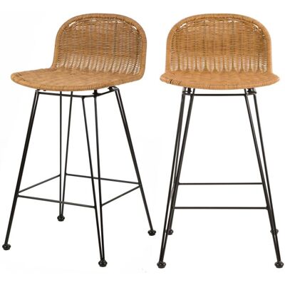 MAISON PAVANE Rendez-vous Déco - Set De 2 Taburetes Para Isla De Cocina En Resina Tejida Marrón 63 Cm - Jigani MAISON PAVANE Rendez-vous Déco - Set De 2 Taburetes Para Isla De Cocina En Resina Tejida Marrón 63 Cm - Jigani