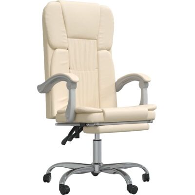 Silla de oficina reclinable crema sintética vidaXL Silla de oficina reclinable crema sintética vidaXL