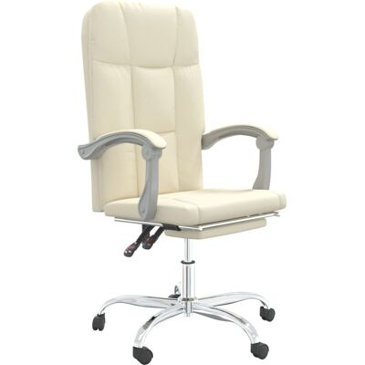 Silla de oficina reclinable de vidaXL con función reclinable, cuero sintético crema - Silla de oficina Silla de oficina reclinable de vidaXL con función reclinable, cuero sintético crema - Silla de oficina