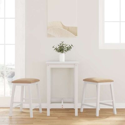 vidaXL Taburetes de Bar Blancos Marrón Con Cojín - Bar Stools vidaXL Taburetes de Bar Blancos Marrón Con Cojín - Bar Stools