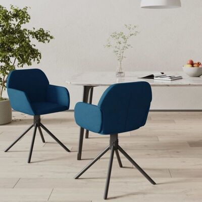 Conjunto de 2 Sillas de Comedor Giratorias Azul Terciopelo - Sillas de Comedor Conjunto de 2 Sillas de Comedor Giratorias Azul Terciopelo - Sillas de Comedor