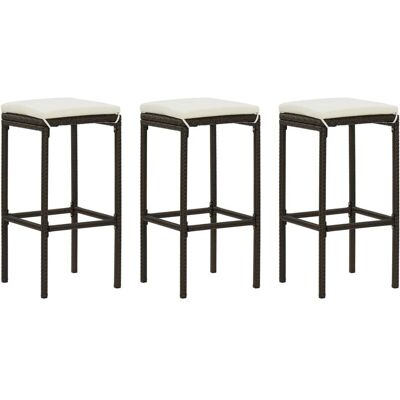 Vidaxl - Taburetes De Cocina Con Cojines 3 Uds Ratán Sintético Marrón Vidaxl - Taburetes De Cocina Con Cojines 3 Uds Ratán Sintético Marrón